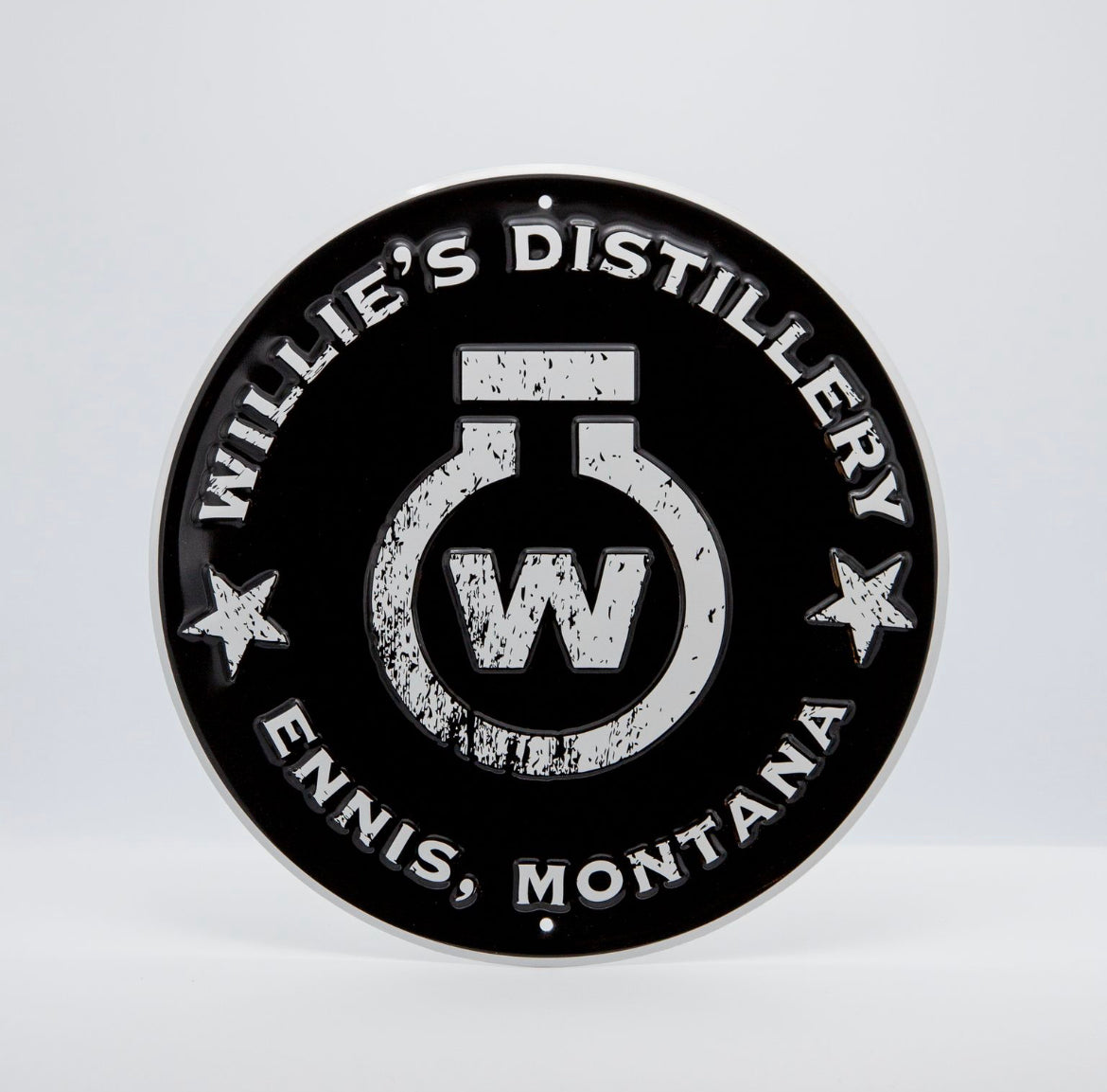 Decorative Metal Round Willie's Logo Tin Tacker