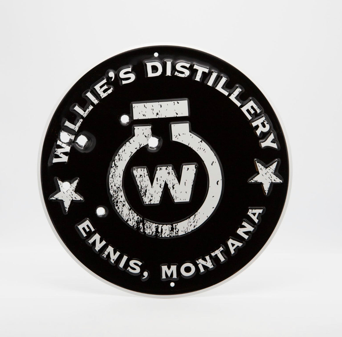 Decorative Metal Round Willie's Logo Tin Tacker