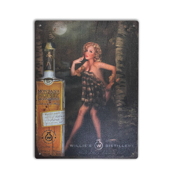 Decorative Metal Honey Moonshine Pinup Tin Tacker